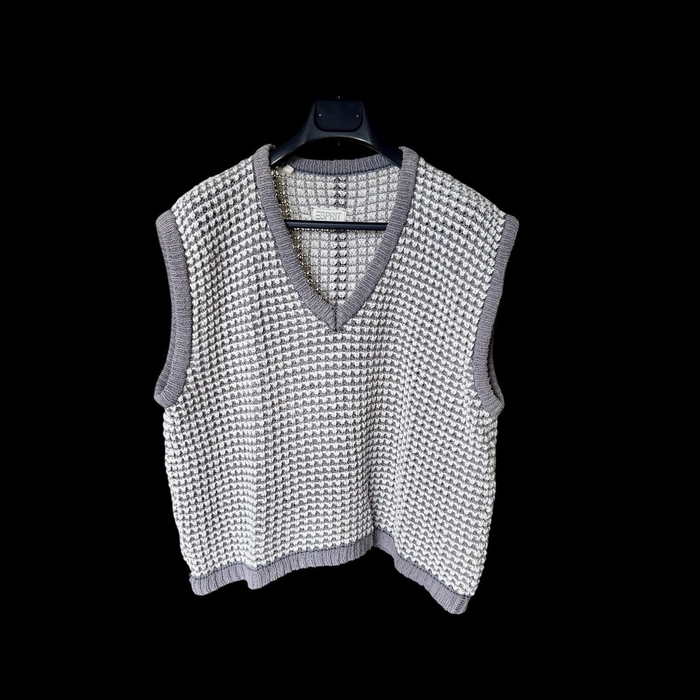 Vintage Esprit Neiman Marcus Sweater Vest Gray Women's Medium Oversized Distress